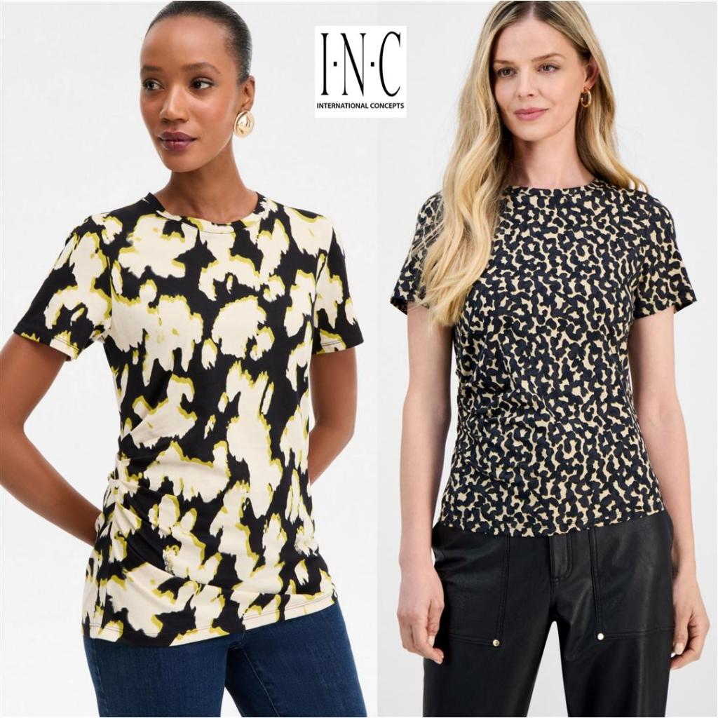 Mode Republic - Cotton Crew Neck Ruched Side Top - Daily Casual Knit Top - Elegant Premium Short Sle