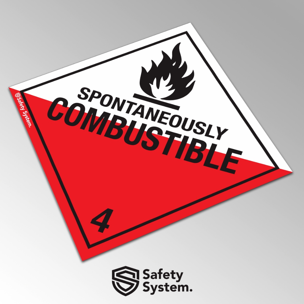คอนเทนเนอร์บรรจุภัณฑ์สติกเกอร์ป้าย B3 IATA DOT UN วัสดุอันตรายระบบความปลอดภัย Class 4.2 การเผาไหม้พร