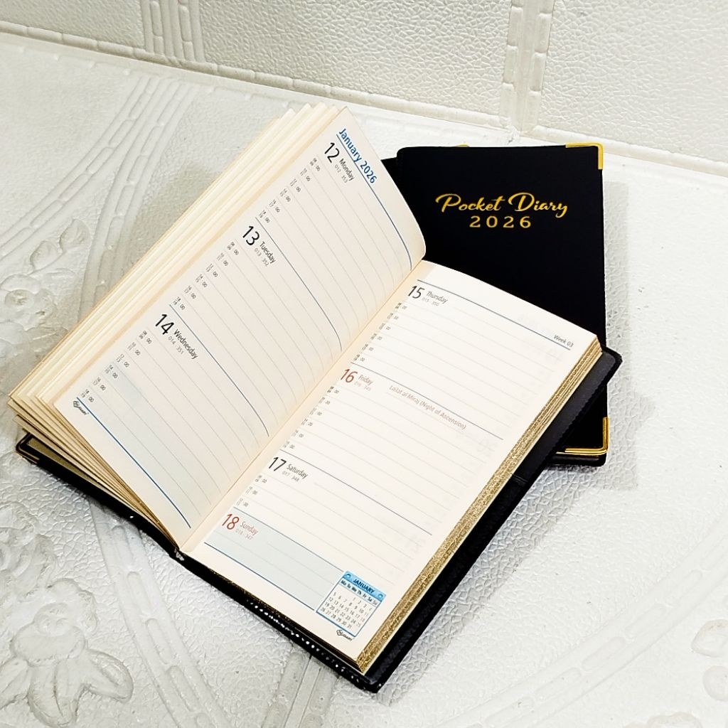 AGENDA POCKET DIARY/AGENDA POCKET PAPER CREAM YEAR 2026 SIZE 9cm x 16cm
