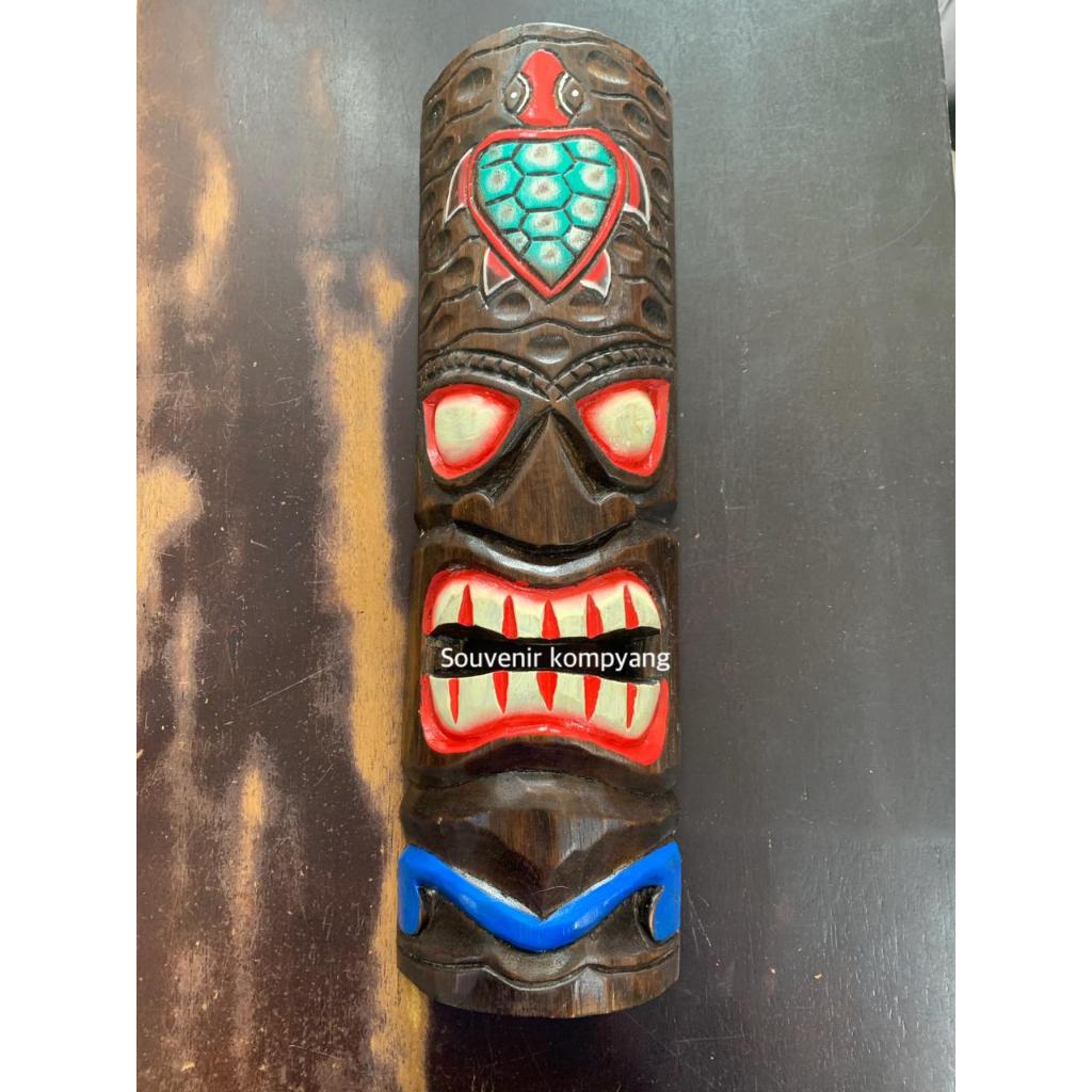 50 ซม. ETHNIC WOODEN TIKI SUKU MASK DECORTATION, TYPICAL BALINESE HANDMADE CRAFTS