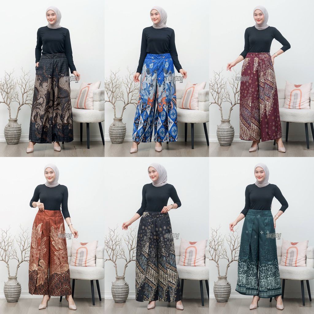 HIGHWAIST CULOT BATIK LAYER PANTS สําหรับผู้หญิงผู้ใหญ่