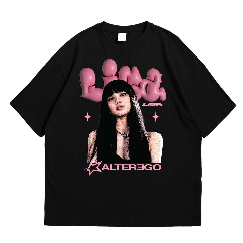 เสื้อยืดโอเวอร์ไซส์ KPOP แบบกําหนดเองของ Blackpink - Lisa - Alterego