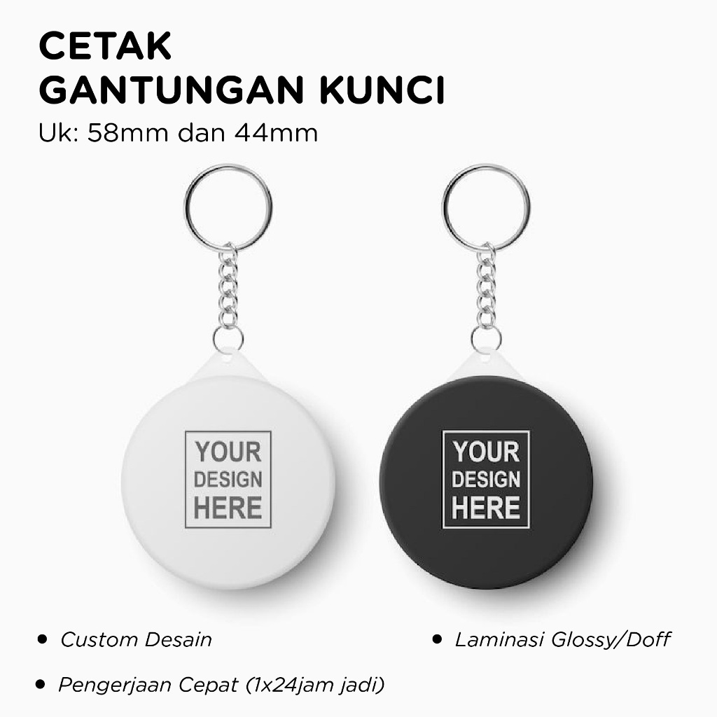 GANTUNGAN CUSTOM KEYCHAIN ขนาด 58 MM และ 44 MM / CUSTOM KEYCHAIN PRINTING / SOUVENIR