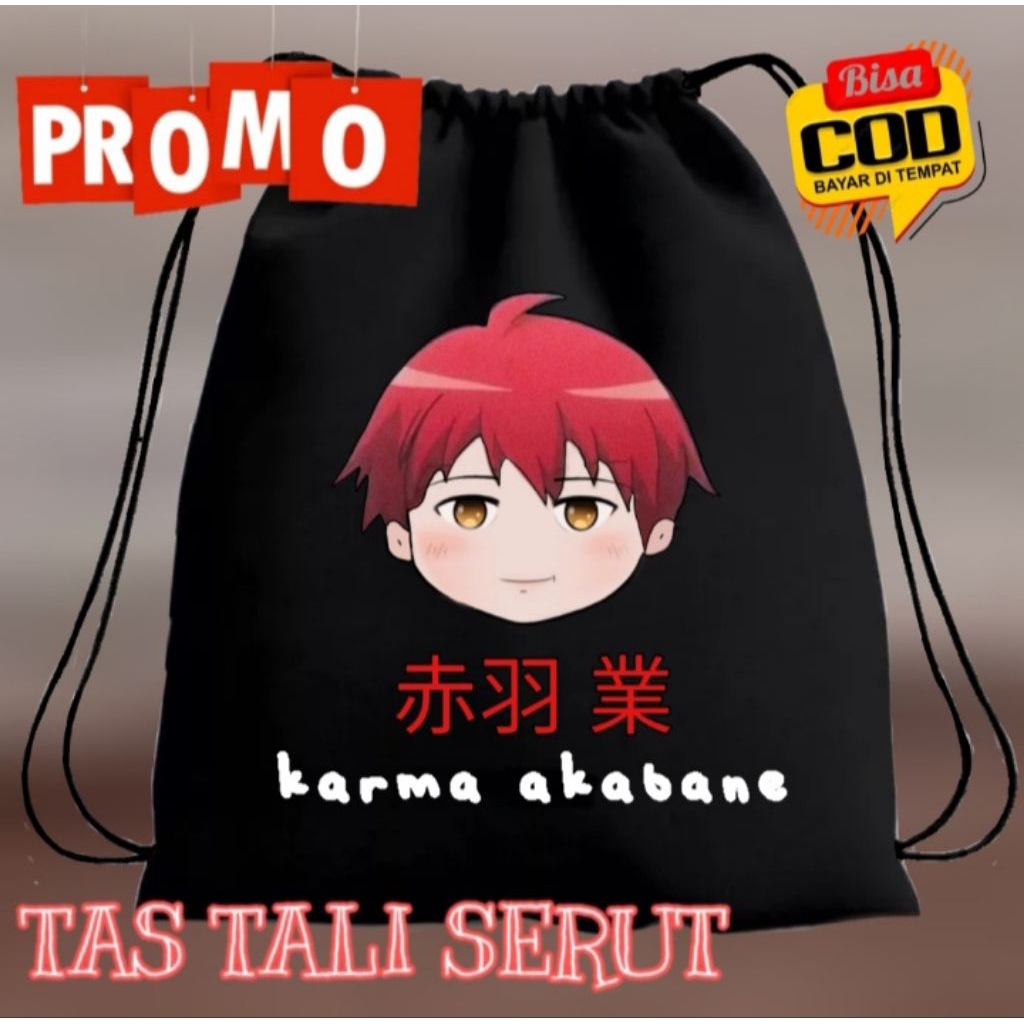 CANVAS DRAWSTRING BAG KARMA AKABANE STRING BAG ANIME กรรม akabane อะนิเมะกระเป๋าเป้สะพายหลัง