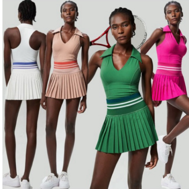 (Area Zumba) เสื้อกล้ามคอปก Padel พร้อม CUP + กระโปรง Padel Zumba แอโรบิก