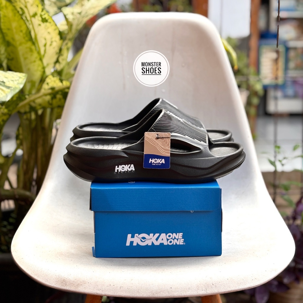 ORIGINAL HOKA MENS SANDALS รองเท้าแตะสไลด์ผู้ชายสีดํา