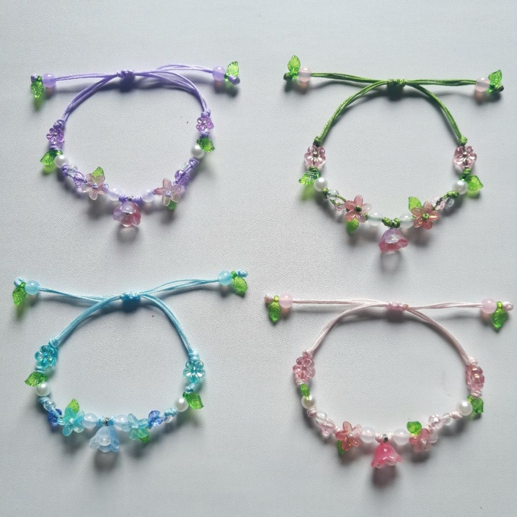 PEONY BRACELET - FAIRY BRACELET - DRAWSTRING BEADS BRACELET