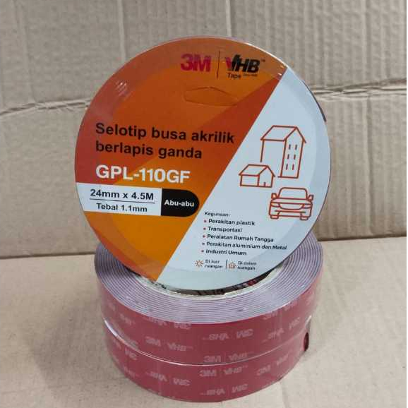 MERAH 3M VHB Double Tape Automotive หนา 1.1 มม. ขนาด 24 มม. x 4.5 ม. - 1 ชิ้น - สีแดง