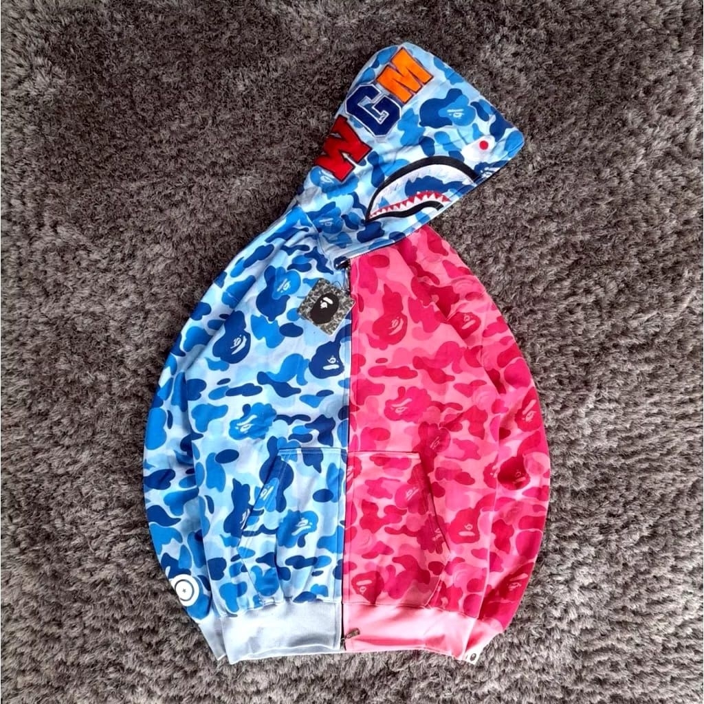 BAPE PINK BLUE ZIPPER HOODIE