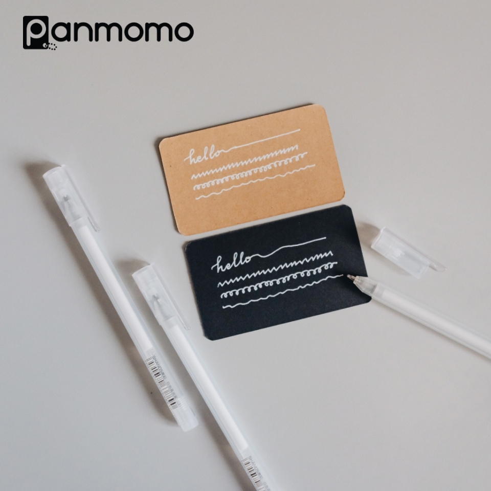 Panmomo White Gel Ink Pen - White Gold Silver Gold Gel Ink Pen DIY สมุดภาพปากกาลูกลื่น