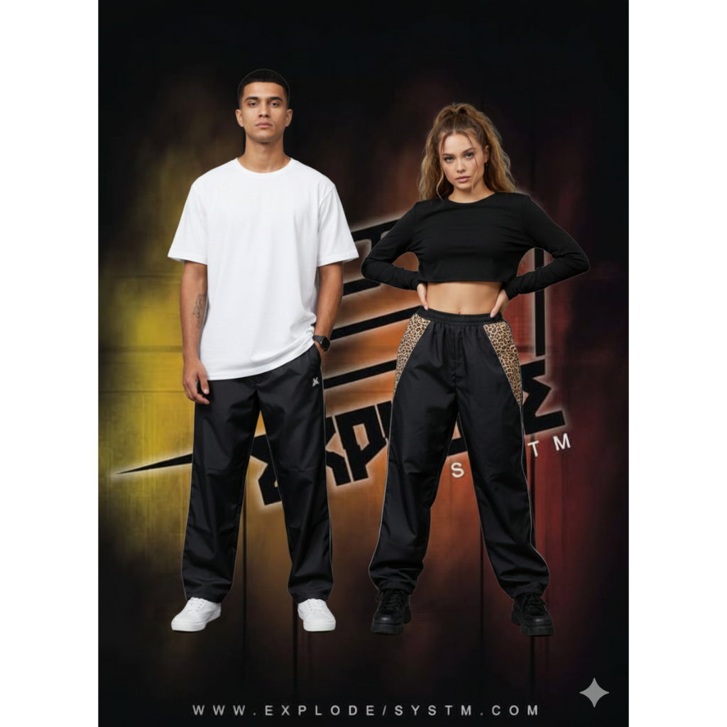 LEOPARD BAGGY PANTS - LEOPARD MOTIF BAGGY PANTS / กางเกงรายการระบายอากาศ / กางเกง PARACHUE