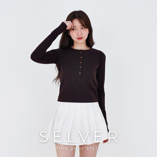 SELVER - Atasan Knit Wanita Lengan Panjang Korean Top Basic Baju Rib Knit Premium Long Sleeve
