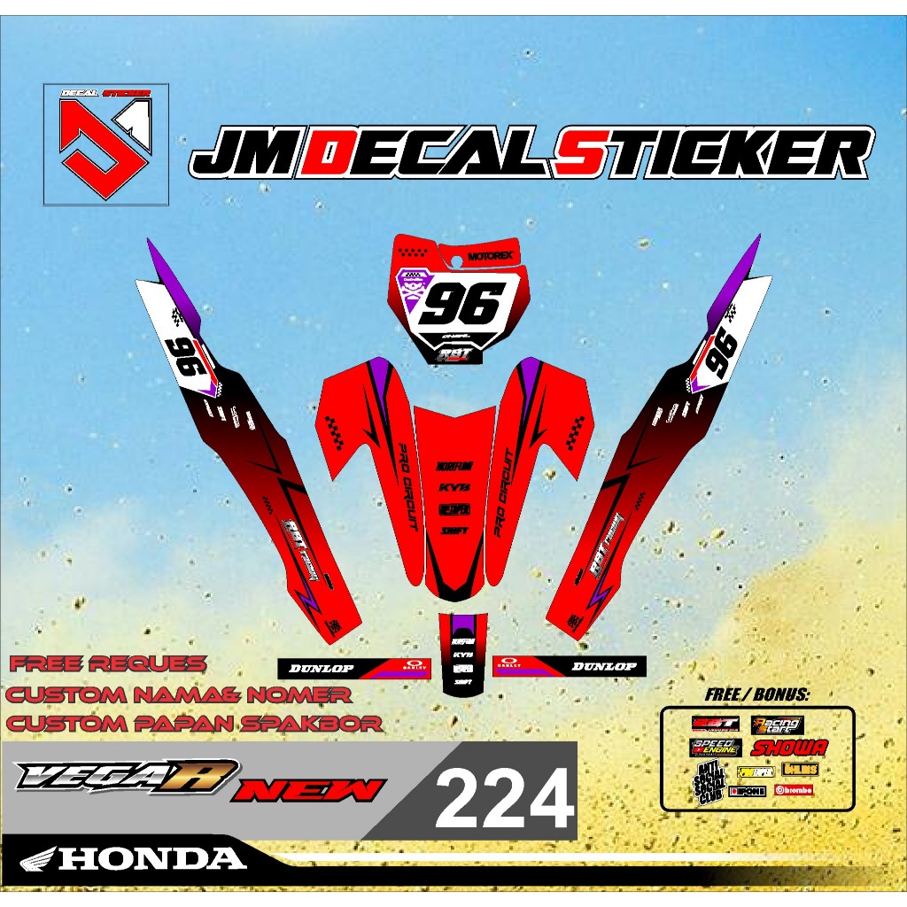 สติ๊กเกอร์ RBT STRIPING MOTOR VEGA R ใหม่ SEMI FULL BODY MOTOR CRF KLX 150 KLX BF KLX GORDON DTRACKE