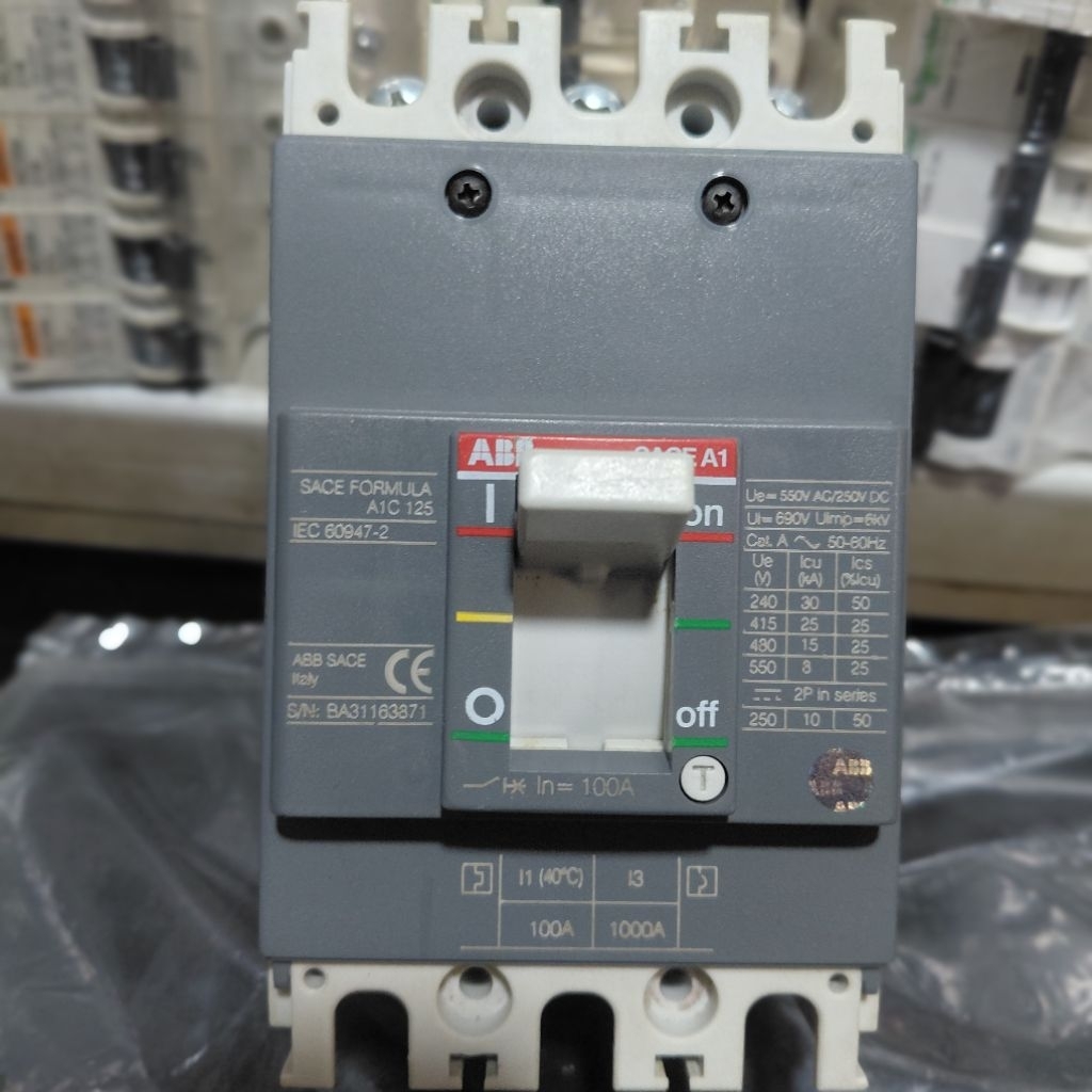 Mccb ABB Type SACE FORMULA A1C 125 3P 100 Ampere