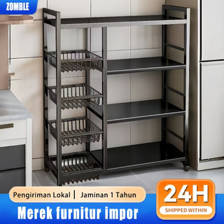 Rak dapur berdiri di lantai rak penyimpanan buah dan sayur rumah tangga multi-lapis rak penyimpanan perlengkapan kamar tidur rak penyimpanan makanan ringan Rak lantai dapur multifungsi keranjang sayur rak penyimpanan multi-lapis