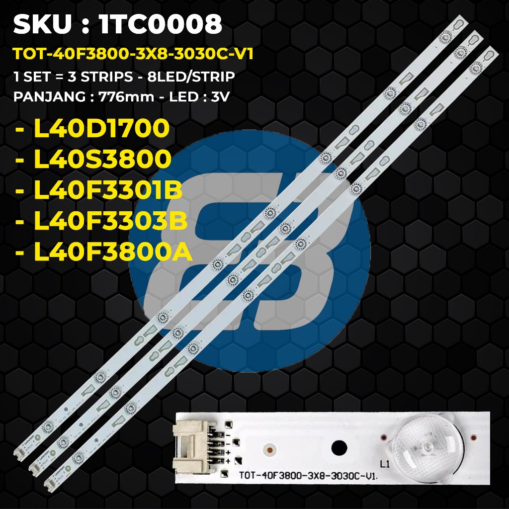 TCL ไฟแบ็คไลท์ทีวี 40 นิ้ว L40D1700 L40S3800 L40F3301B L40F3303B L40F3800A TOT-40F3800-3X8-3030C-V1