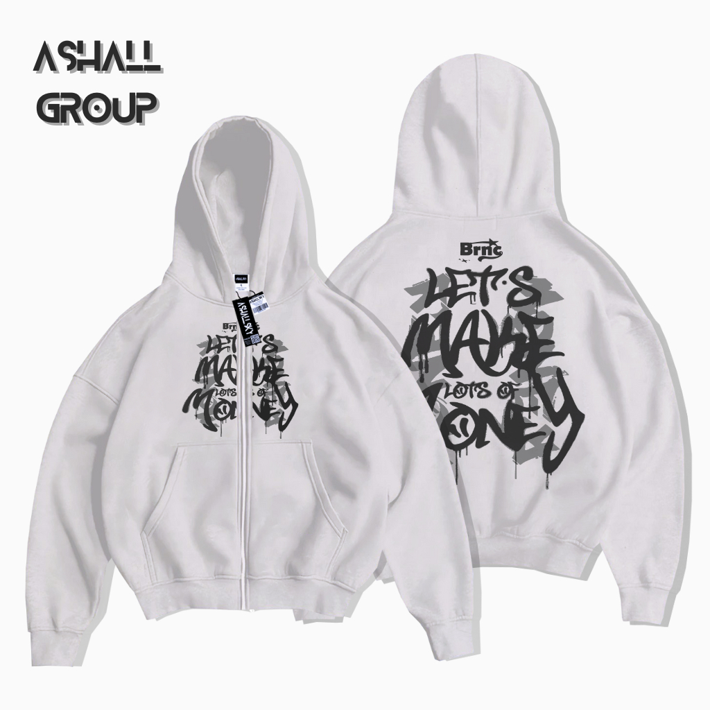 Wahyu_Kelambi Hoodie Boxy Zipper Lets Make Boxy Hoodie Zipper Crop สีขาว