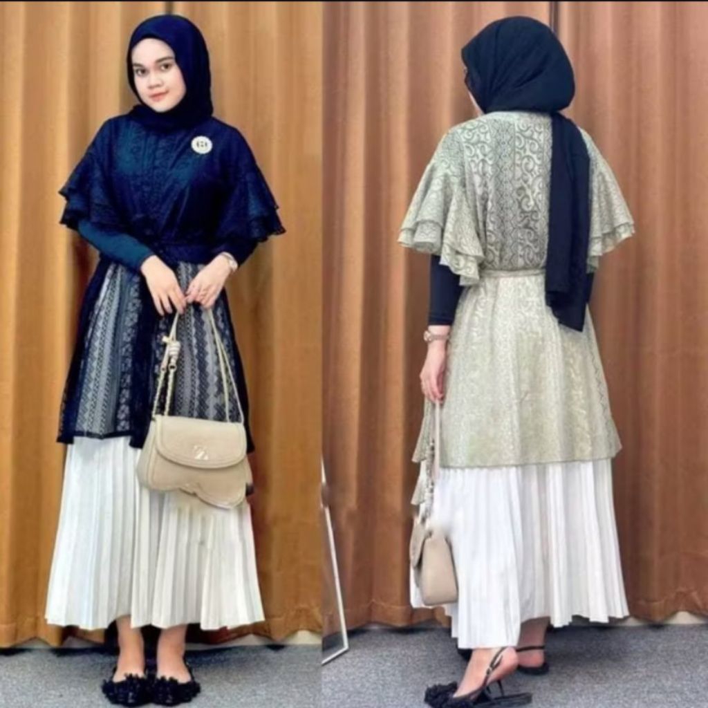 Malika premium BROCADE OUTER CARDIGAN//INVESTMENT OUTER//ruffle SLEEVE BROCADE OUTER CARDIGAN