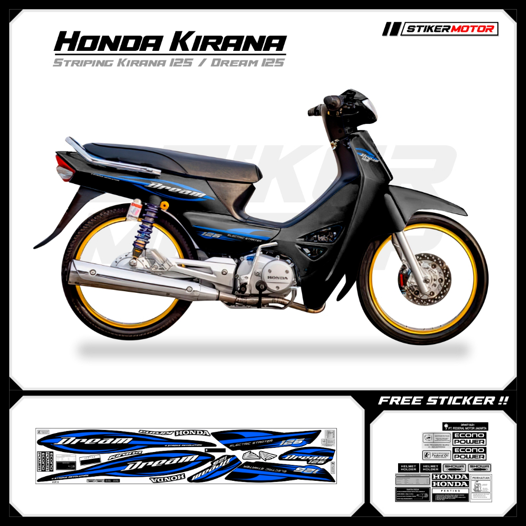 KIR11 Striping สติกเกอร์ Honda Kirana 125 Honda Dream 125 ncx Variation Mothai สติกเกอร์ Striker Str