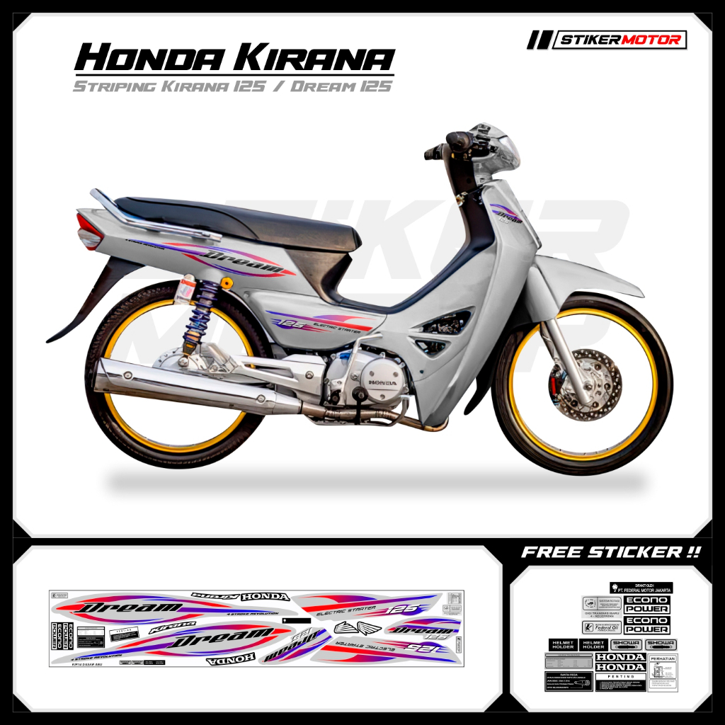KIR14 Striping สติกเกอร์ Honda Kirana 125 Honda Dream 125 ncx Variation Mothai สติกเกอร์ Striker Str