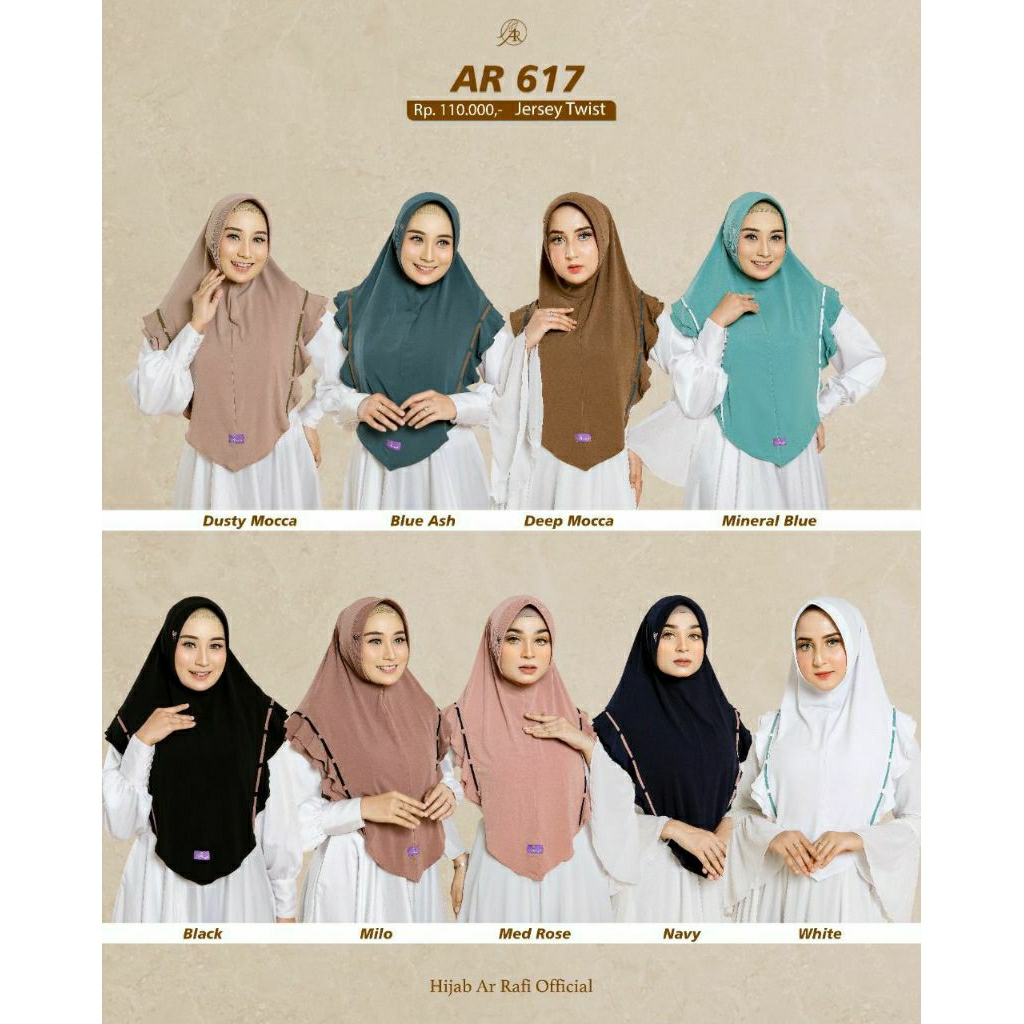 Arrafi 617/AR 617/Hijab/Bergo พร้อมรายการ motif/ Arrafi Hijab/Bergo Arrafi
