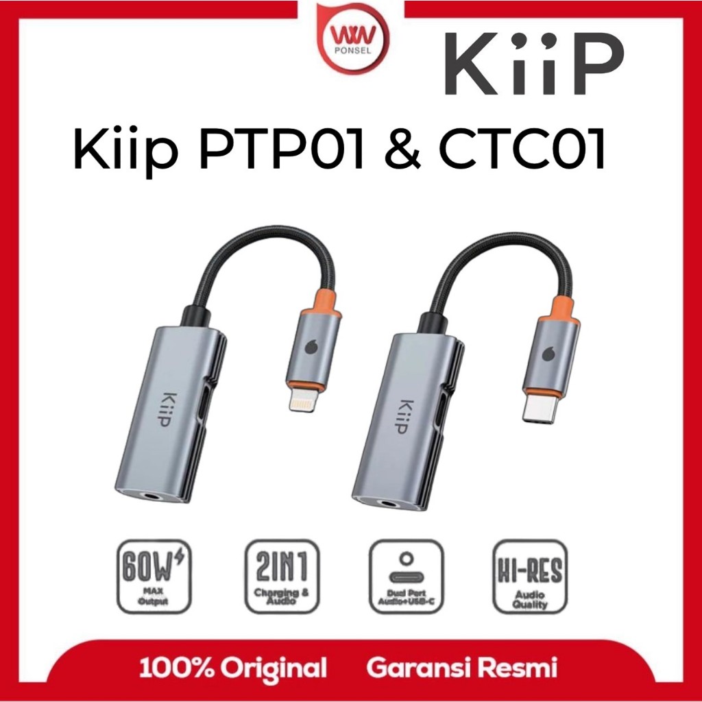 Kiip PTP01 & CTC01 หัวแปลง + แจ็ค Lightning + Type c - รองรับไมโครโฟน - DAC