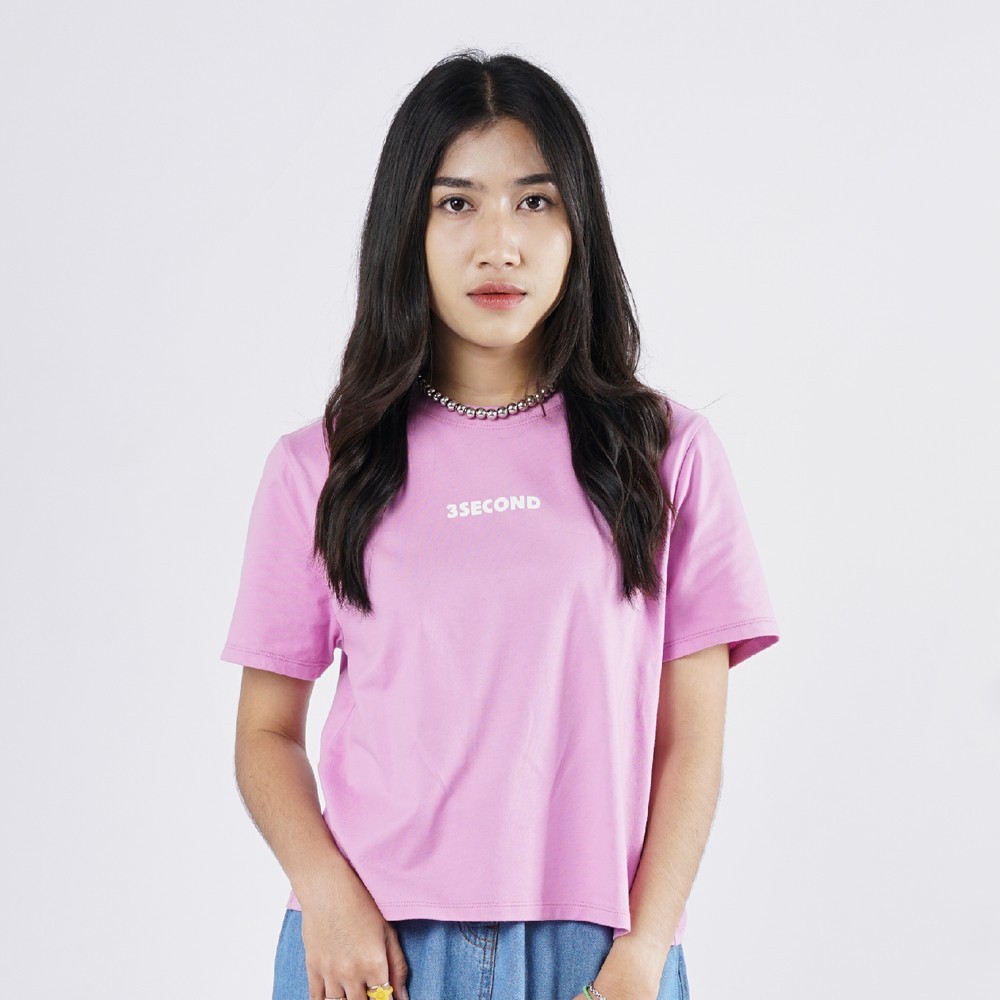 KATUN 3Second Womens Basic Short Sleeve Regular Fit Cotton T-Shirt with Script Logo 2 OL-C040925