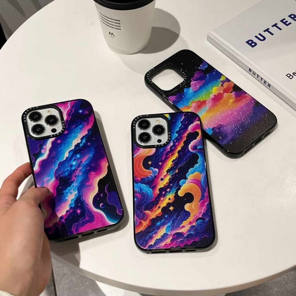 CAHAYA CASE, HANDPHONE/CASE PROTECTOR WITH GALAXY MOTIF, PREMIUM MATERIAL สําหรับ IPHONE