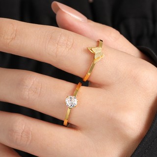 2pcs Cincin Titanium Kupu Zirkon Kelas Atas Anti Karat Kepribadian Sederhana Wanita Dewasa Fashion Kelas Atas Berlian Pribadi Ceruk Hadiah Pasangan Couple Aksesoris LB
