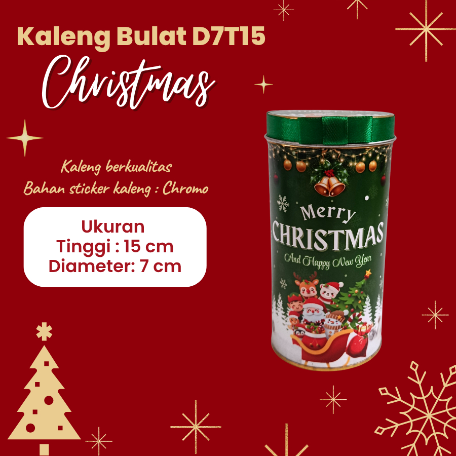 HIJAU ขวดคุกกี้ดีบุกคริสต์มาสทรงกลม D7T15 Green by Hapunni Collection