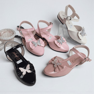 Sandal pesta anak perempuan cewek - hak pendek kupu-kupu cantik elegan nyaman dipakai