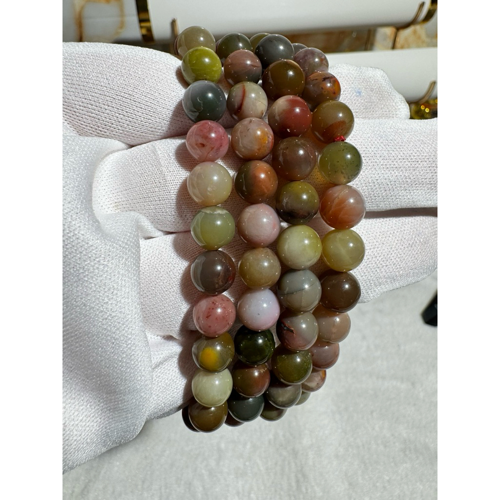 สร้อยข้อมืออาเกต Oldmine Yan Yuan ธรรมชาติ 8.6mm