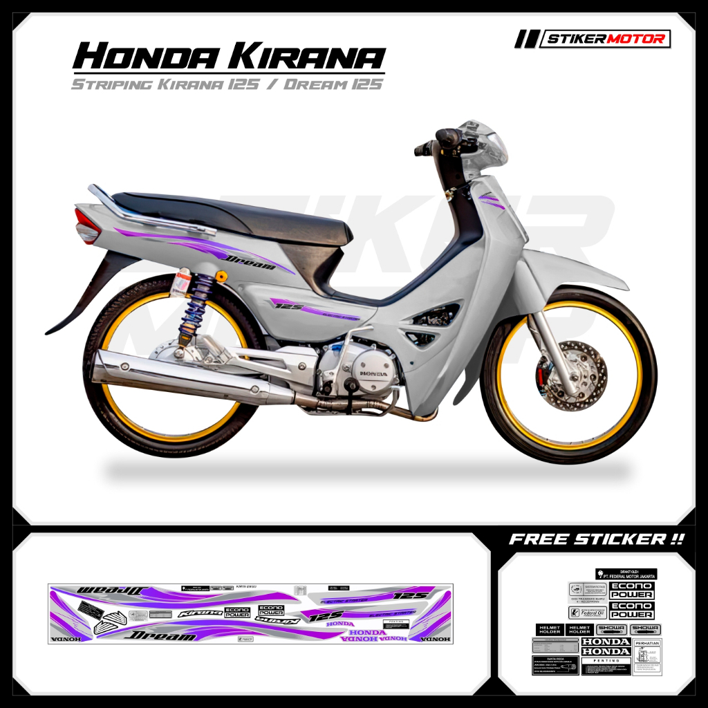 KIR19 Striping สติกเกอร์ Honda Kirana 125 Honda Dream 125 ncx Variation Mothai สติกเกอร์ Striker Str