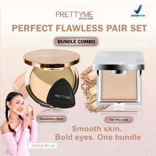 PRETTYME Bundling Foundition Balm + Two Way Cake Setting Powder Matte Cintrol And Stay