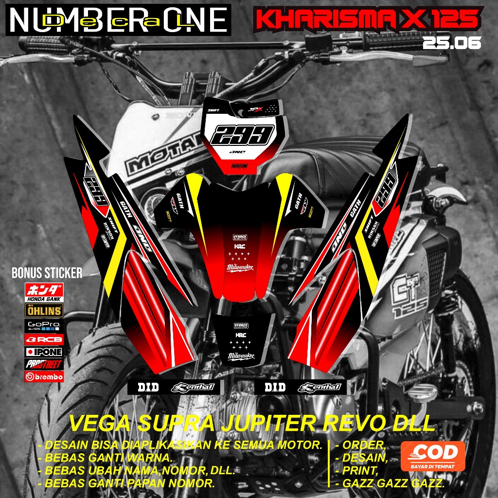 สติ๊กเกอร์ RBT KHARISMA X 125 MOTOR RBT BEBEK MODIF SUPERMOTO YZ CRF KLX KX KTM RBT รหัส 25.06