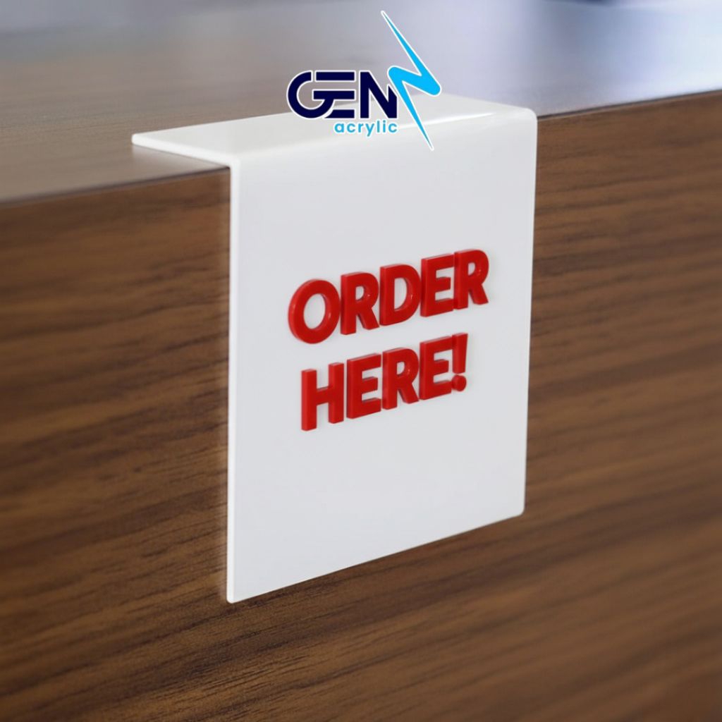 ป้ายอะคริลิค ORDER HERE & BUNDLEPICK UP HERE NGY – Cafe Resto แคชเชียร์โต๊ะ Marker พร้อมจอแสดงผลนูน