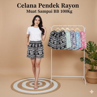 Celana Pendek Harian Wanita Ukuran Super Jumbo Hotpants Cewek Dewasa Motif Gajah Warna | Maju Lancar Collection