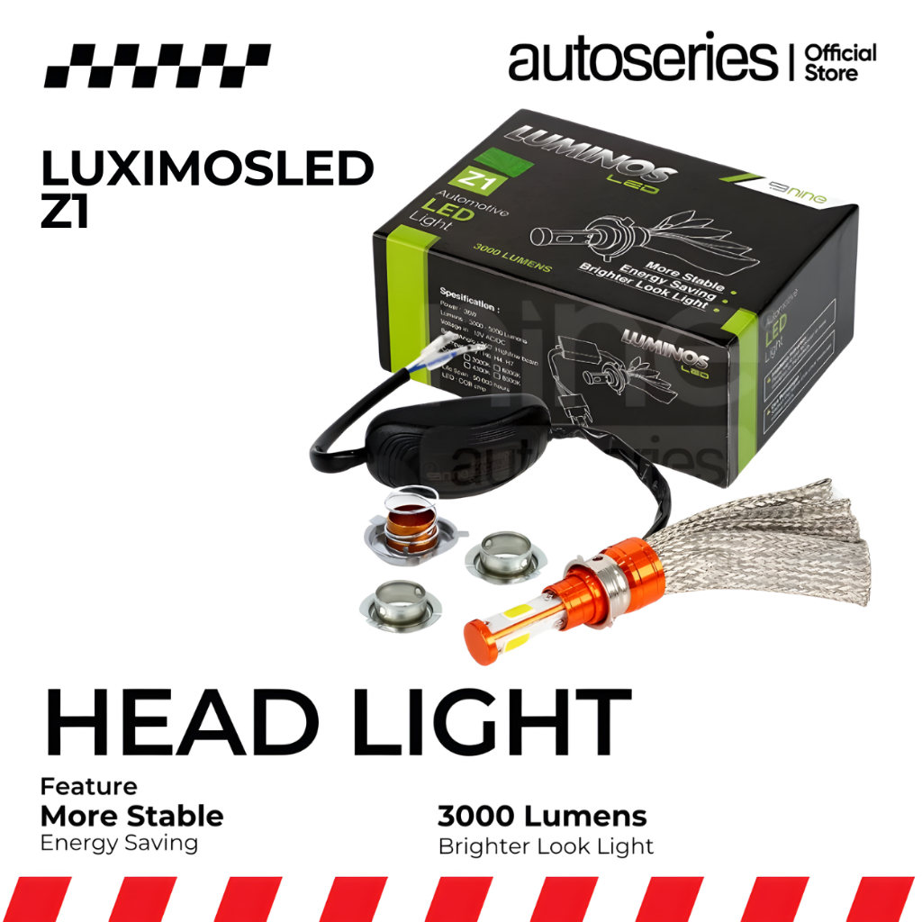 LUXIMOS SUPER BRIGHT 36W ไฟหน้า LED มอเตอร์ไซค์ 3 ด้าน สีขาว Universal AC DC H4 H6 H7 Z1 - AUTOSBY