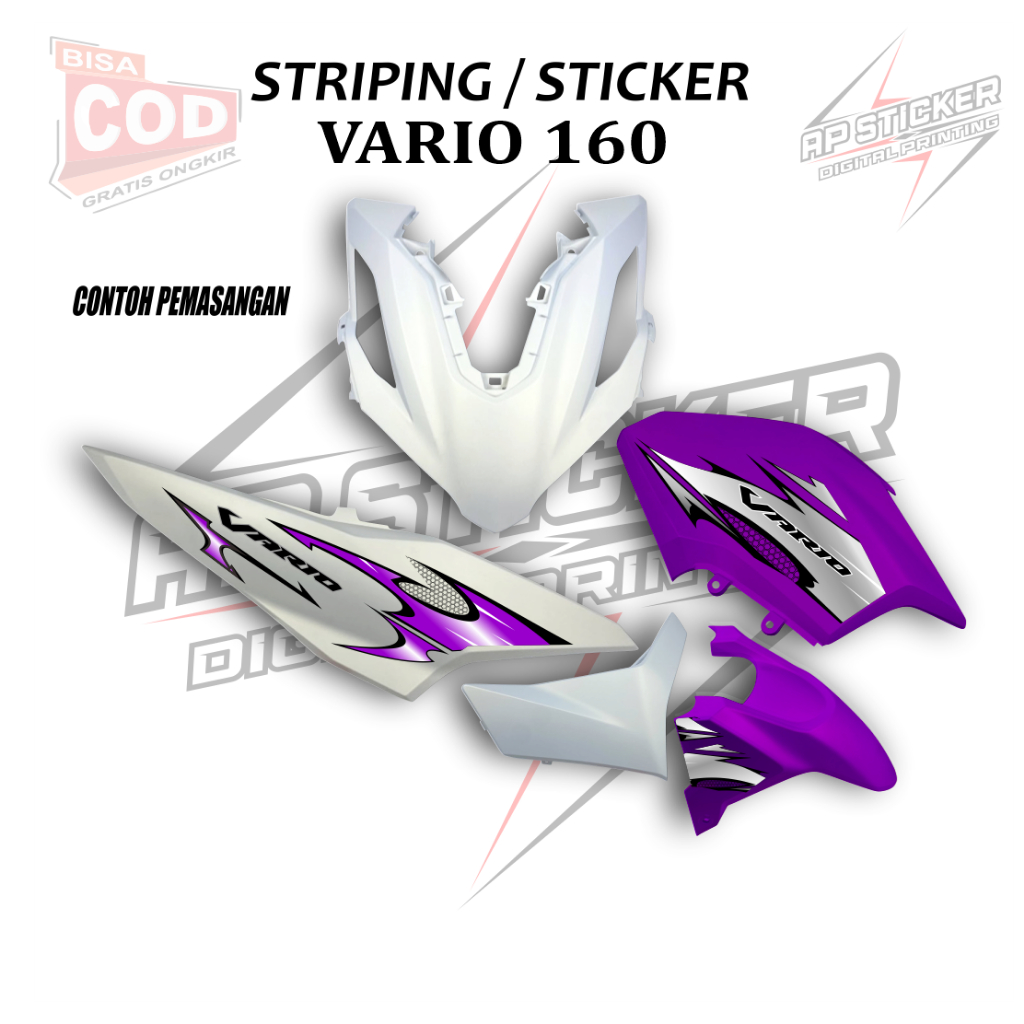 Honda Vario160 รถจักรยานยนต์ Variation Striping Striping Lis Polet Mtf Varky Striping การออกแบบล่าสุ