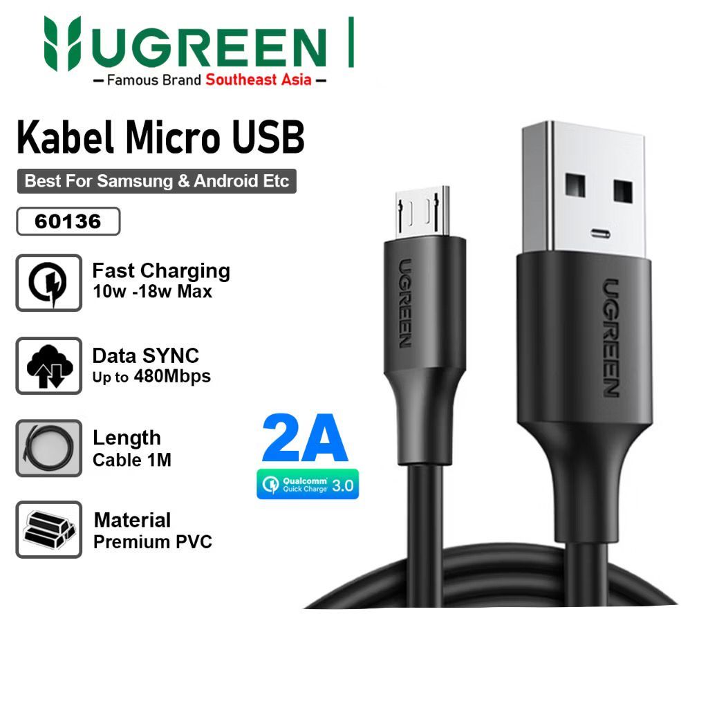 UGREEN - UGREEN MICRO PVC USB CABLE 1M / MICRO CHARGER CABLE