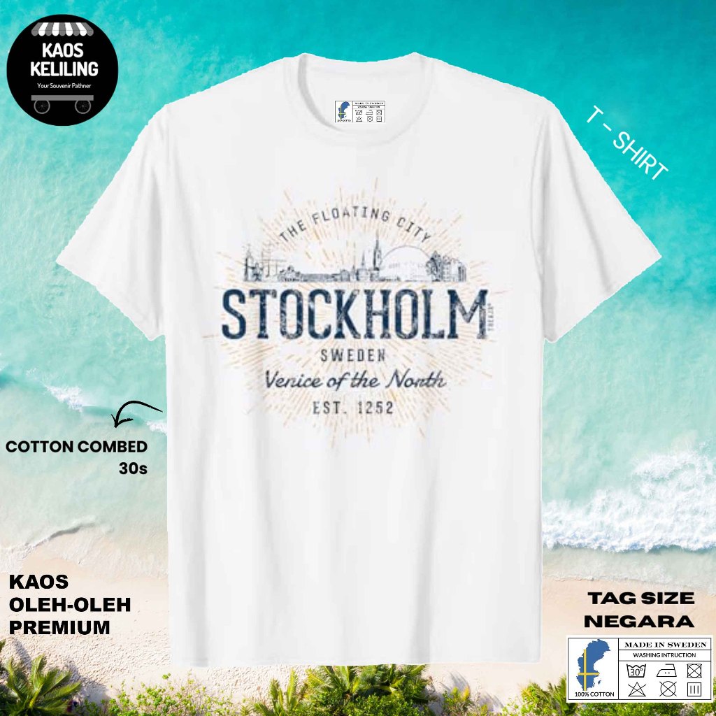 SWEDEN SOUVENIR เสื้อยืด SWEDEN 62 ดั้งเดิม SWEDEN LABEL TAG ของขวัญพรีเมี่ยม SOUVENIR CLOTHES