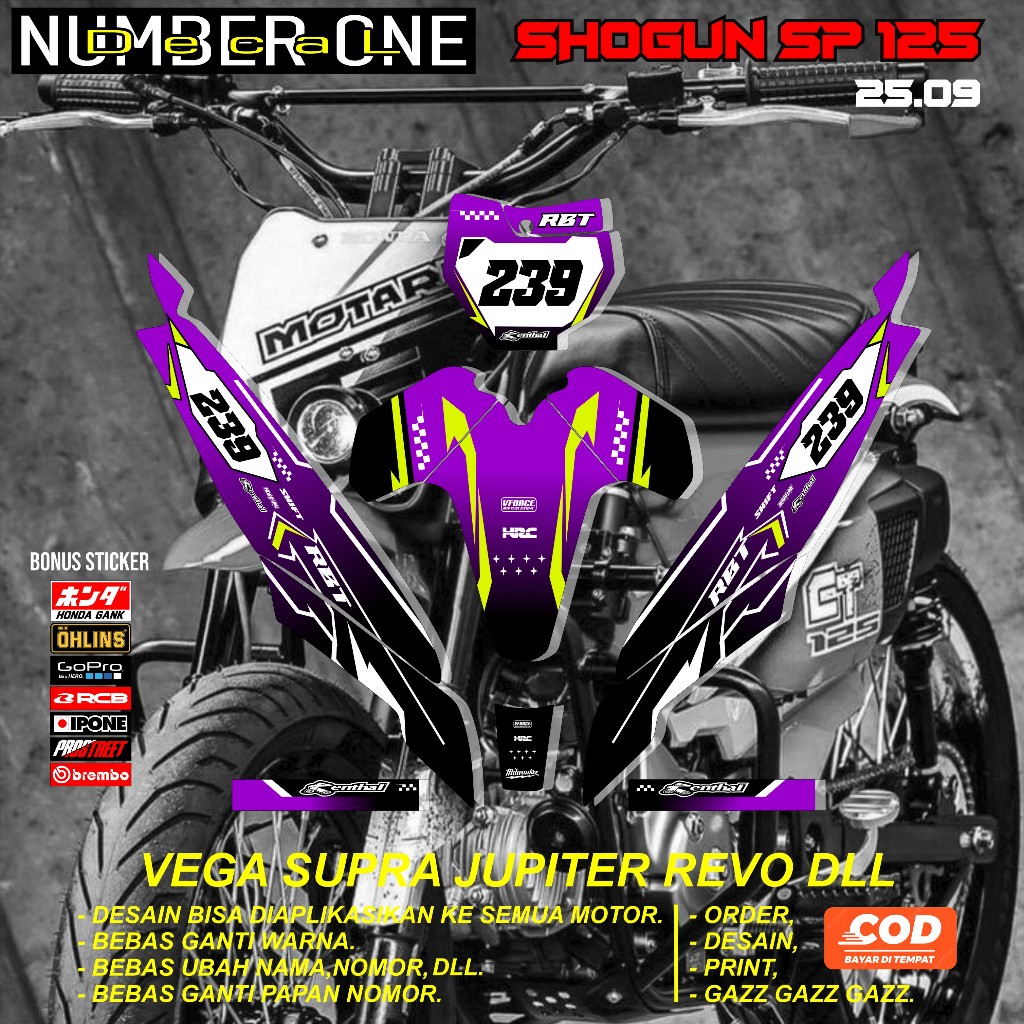 สติ๊กเกอร์ RBT SHOGUN SP 125 MOTOR RBT BEBEK MODIF SUPERMOTO YZ CRF KLX KX KTM RBT รหัส 25.09