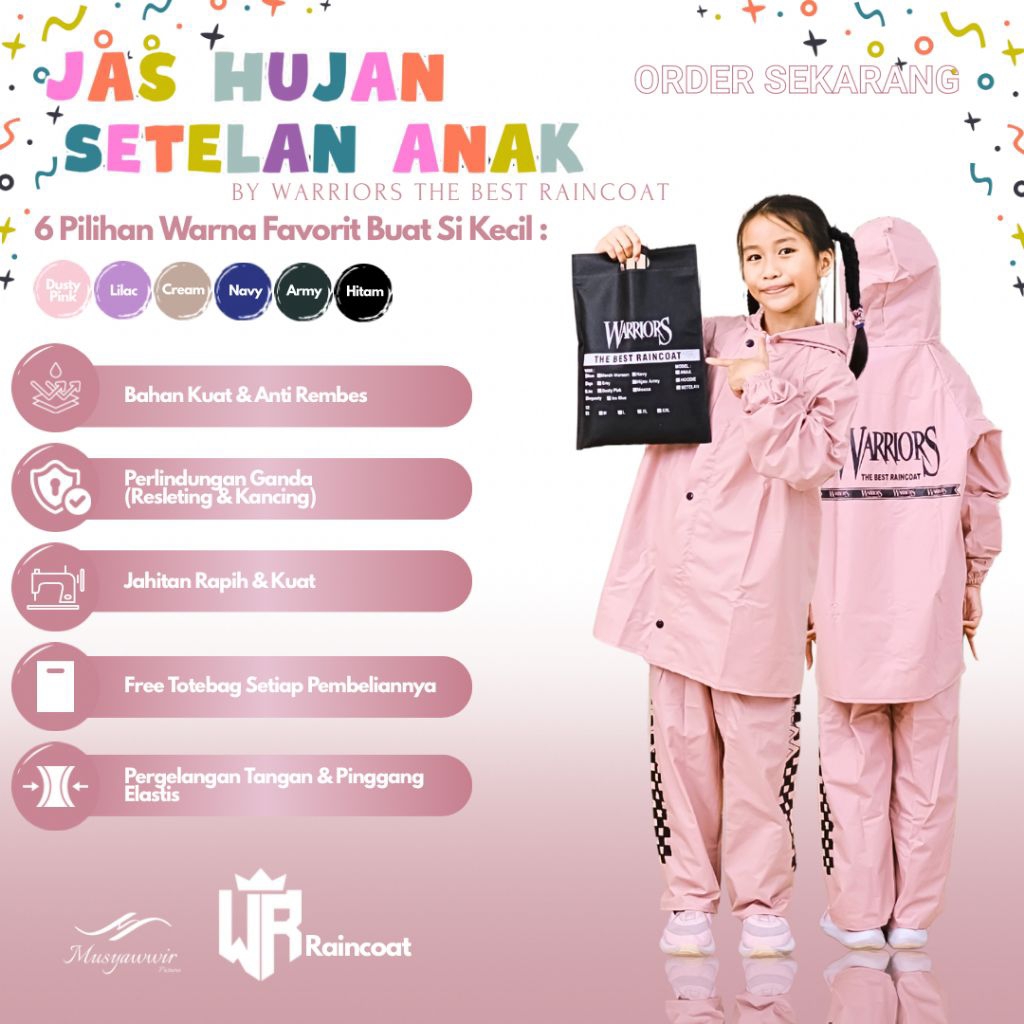 WARRIORS KIDS RAINCOAT Pants Set เสื้อคลุมเด็กชายและเด็กหญิง เสื้อกันฝน PVC สุดพิเศษ / ตัวละครนุ่ม