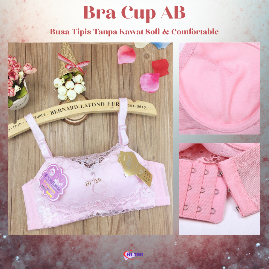 HI 789 เซ็กซี่แฟชั่นผู้หญิง Push Up Bra AB Cup Thin Foam ไม่มีลวด Safe & สบาย (35-70 กก.) 5357