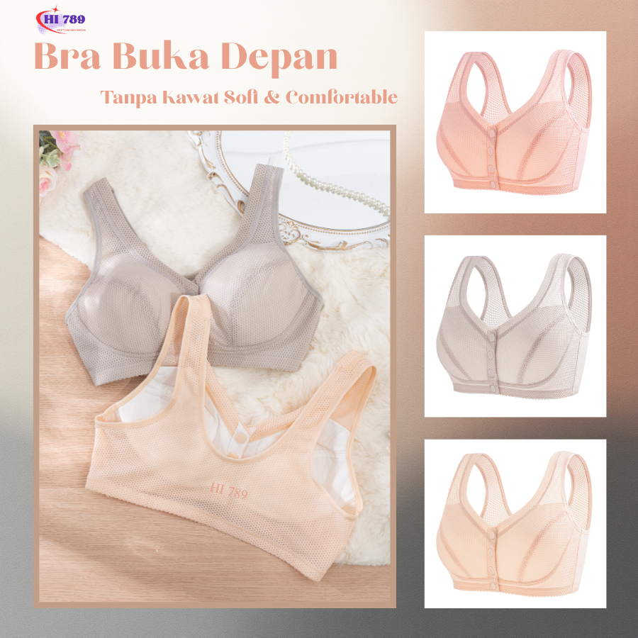 HI 789 ผู้หญิง Push Up Bra ด้านหน้าเปิด AB Cup ไม่มีโฟมไม่มีลวด Soft Safe & สบาย 251