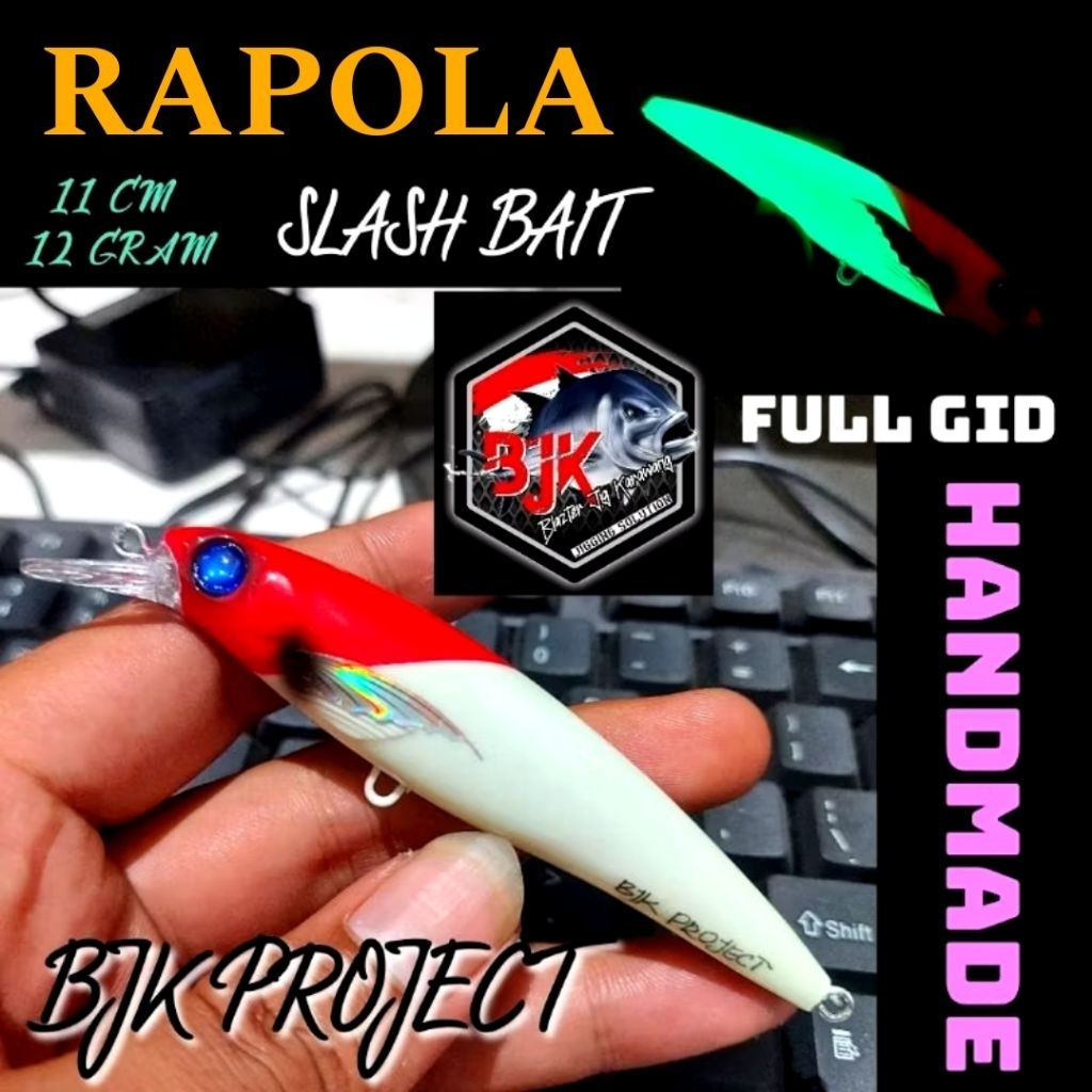 MINIW RAPOLA SLASH BAIT 11 ซม. 12 กรัมเต็ม GID REDHEAD BJK PROJECT
