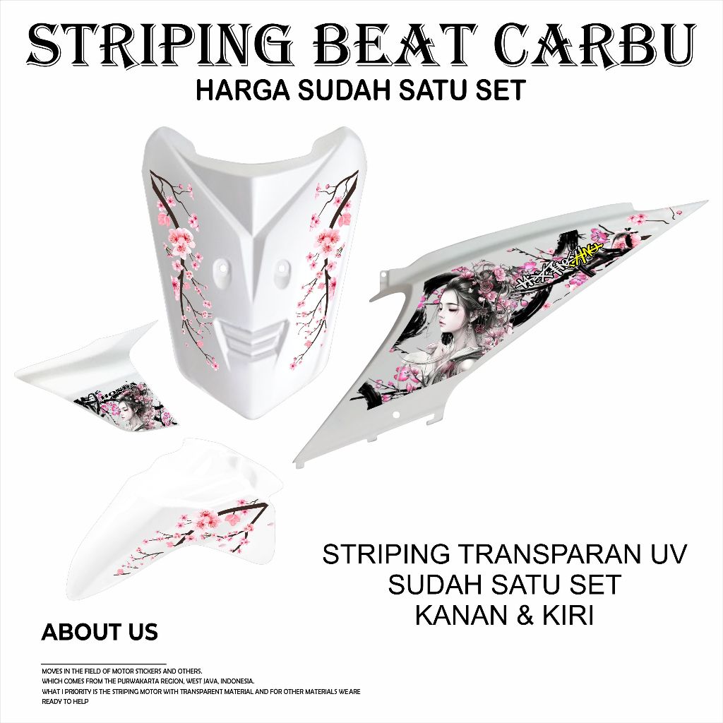 สติ๊กเกอร์แถบ UV TRANSPARENT สําหรับ HONDA BEAT CARBON MOTORCYCLE พร้อม SAKURA FLOWER MOTIF