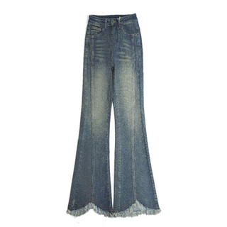 Adorela jeans 8838 Flared Carrot Highwaist Retro Fringe Jeans