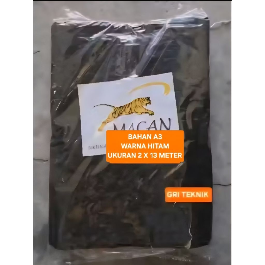 TENDA A3 BLACK-2X13 !!! A3 BLACK TARPAULIN SIZE 4 MTR X 4 MTR TIGER BRAND / A3 2X13 สีดํา FINISHED T