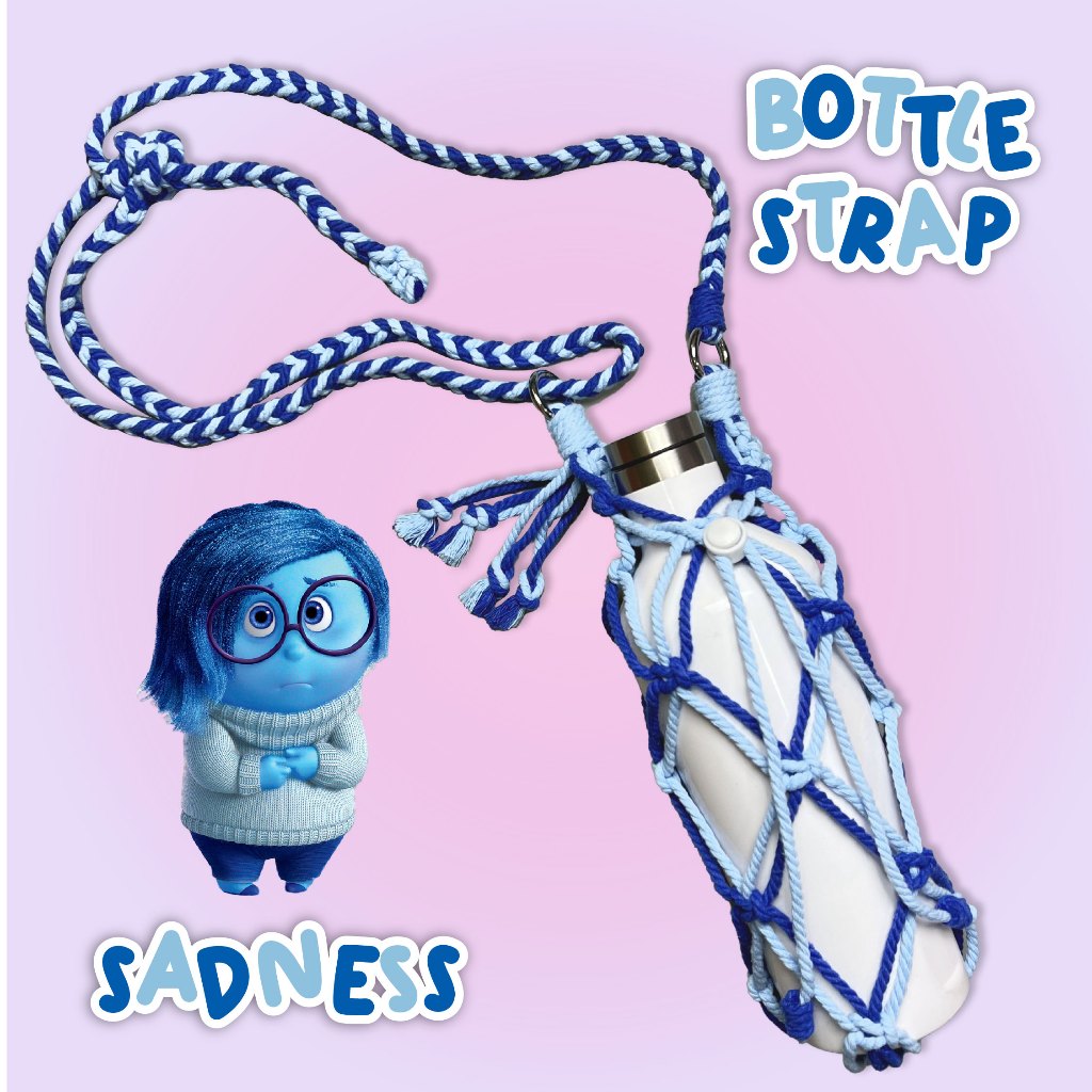 ที่วางขวดน้ําดื่มแบบถัก | สายคล้องขวด SB2B | สายปรับได้ สายผ้าฝ้าย + ฟรี จุกปิด + พวงกุญแจ | ฝาครอบแ